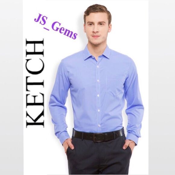 Men Shirt Light Blue Button Down Size 17 34/35 - Picture 1 of 11